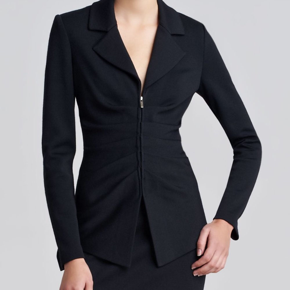 St. John Collection Milano Knit Ruched Zip-Front Blazer Sz. 4 *$1195 +tax retail